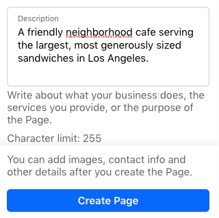 Source: Facebook description field of services and purpose