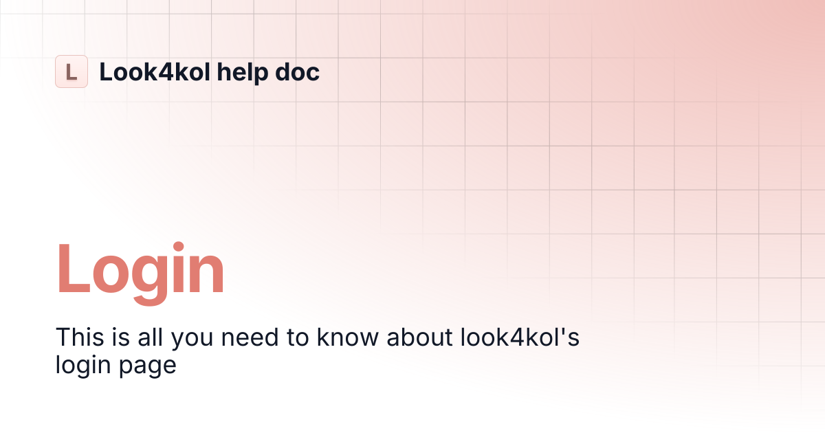 Login | Look4kol help doc